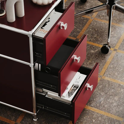 Boîte de bureau rouge à 3 tiroirs