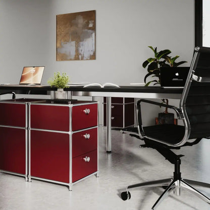 Boîte de bureau rouge à 3 tiroirs