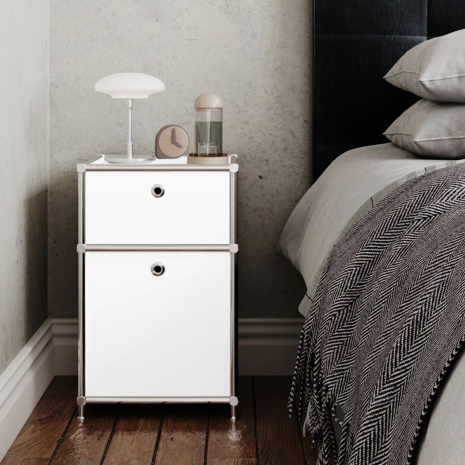 White desk container with 2 drawers