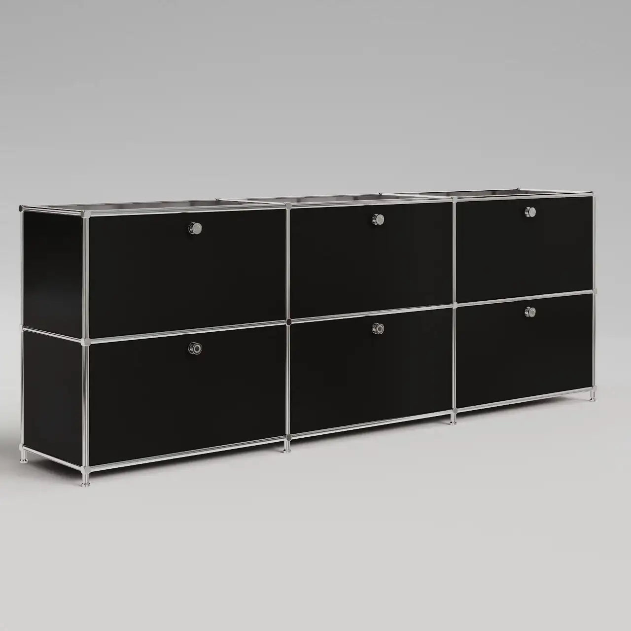 Sideboard in Schwarz mit 3 Schubladen / Klappen