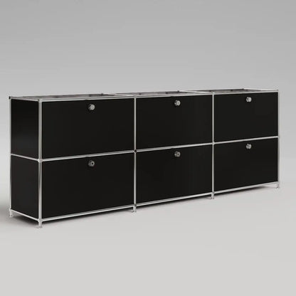 Sideboard in Schwarz mit 3 Schubladen / Klappen