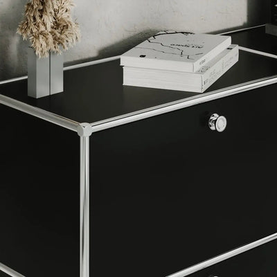 Buffet noir à 3 tiroirs/abattants