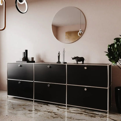 Sideboard in Schwarz mit 3 Schubladen / Klappen