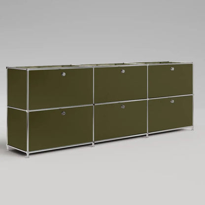 Sideboard in Olivgrün mit 3 Schubladen / Klappen