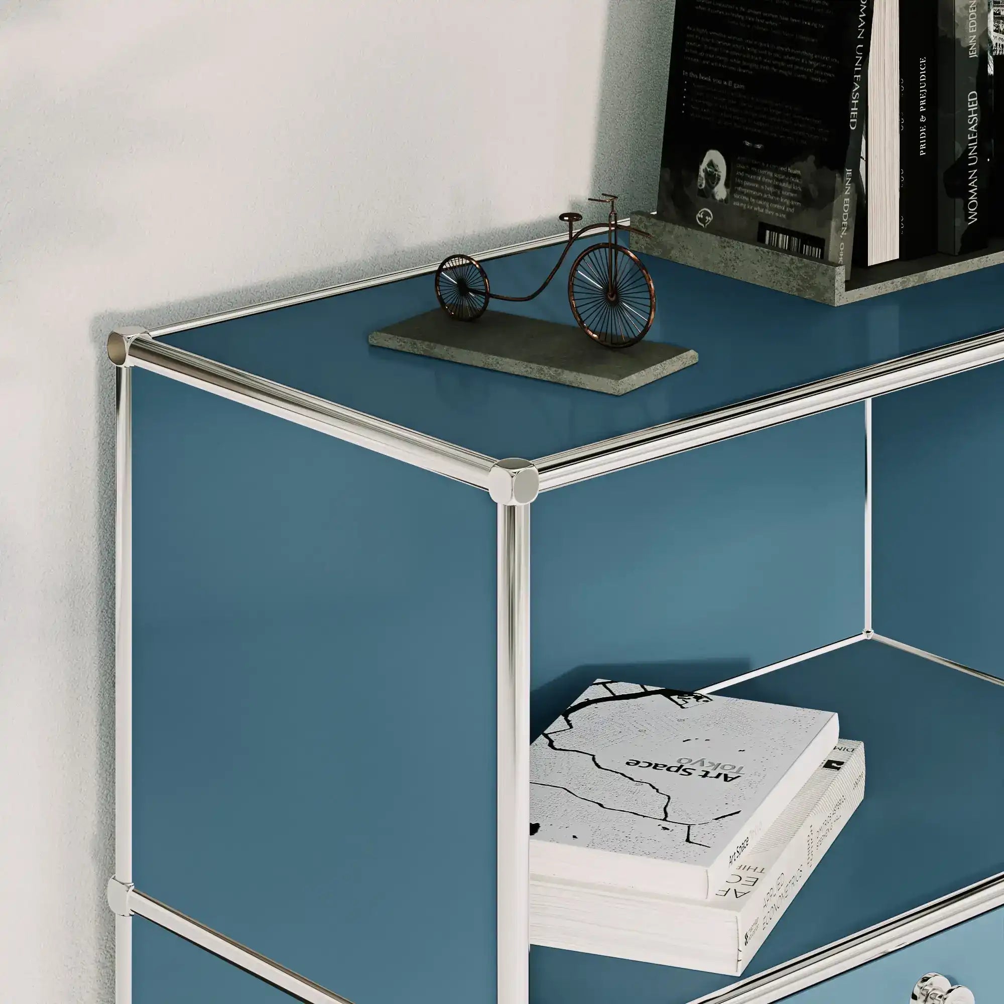 Buffet bleu pétrole à 2 portes