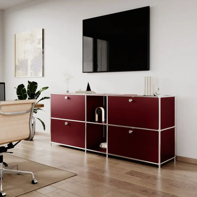 Red sideboard with 2 drawers/flaps