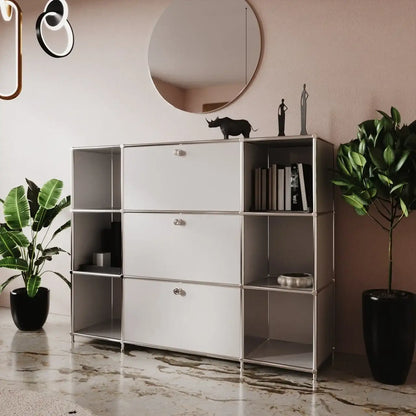 White sideboard with 2 doors and 1 drawer