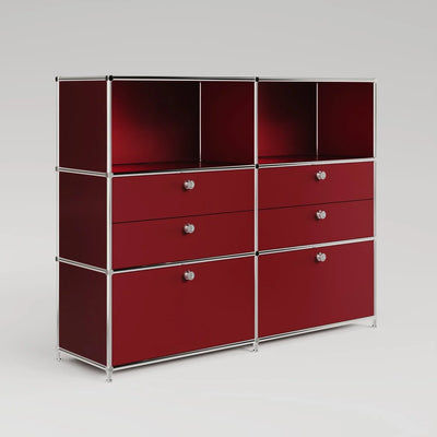 USM Haller Alternative von Flexcube: Kommode in Rot mit 6 Schubladen