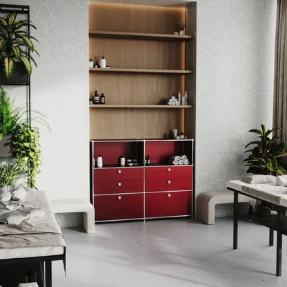 USM Haller Alternative von Flexcube: Kommode in Rot mit 6 Schubladen