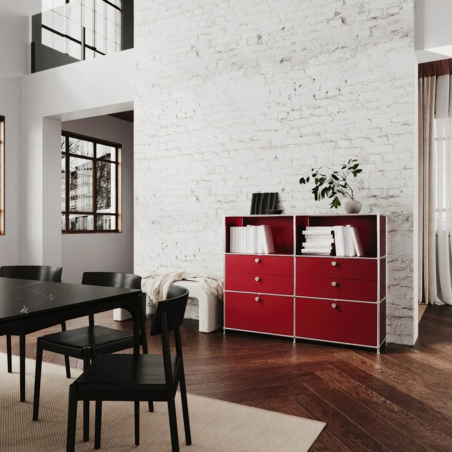 USM Haller Alternative von Flexcube: Kommode in Rot mit 6 Schubladen
