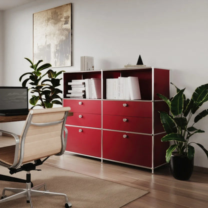 USM Haller Alternative von Flexcube: Kommode in Rot mit 6 Schubladen