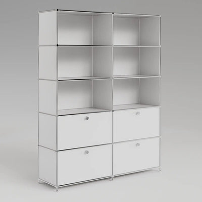 USM Haller alternative from Flexcube: Shelf in white with 2 drawers / flaps