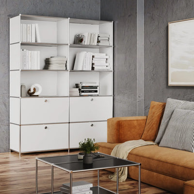 USM Haller alternative from Flexcube: Shelf in white with 2 drawers / flaps