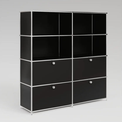 USM Haller Alternative von Flexcube: Regal in Schwarz mit 2 Schublden / Klappen