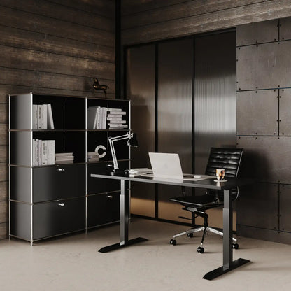 USM Haller Alternative von Flexcube: Regal in Schwarz mit 2 Schublden / Klappen