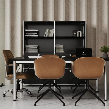 USM Haller Alternative von Flexcube: Regal in Schwarz mit 2 Schublden / Klappen