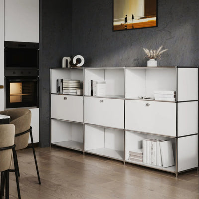 USM Haller alternative from Flexcube: Shelf in white with 3 doors