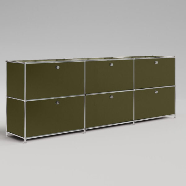 Sideboard in Olivgrün mit 3 Schubladen/Klappen