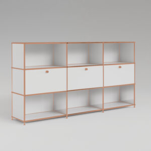 Regal in Weiss mit 3 Klappen - Roségold-Finish