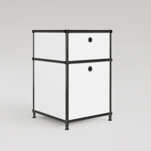 Schreibtischcontainer in Weiss mit 2 Schubladen - Schwarzem Chrom