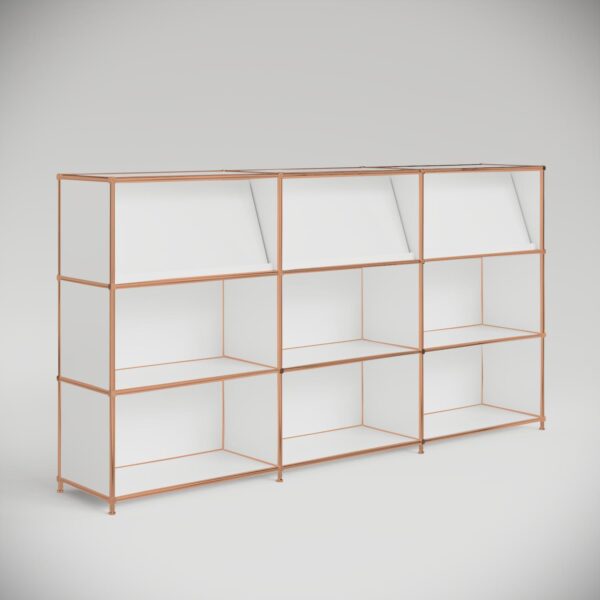 Empfangstheke in Weiss mit 3 Broschürenhaltern - Roségold-Finish - Image 3